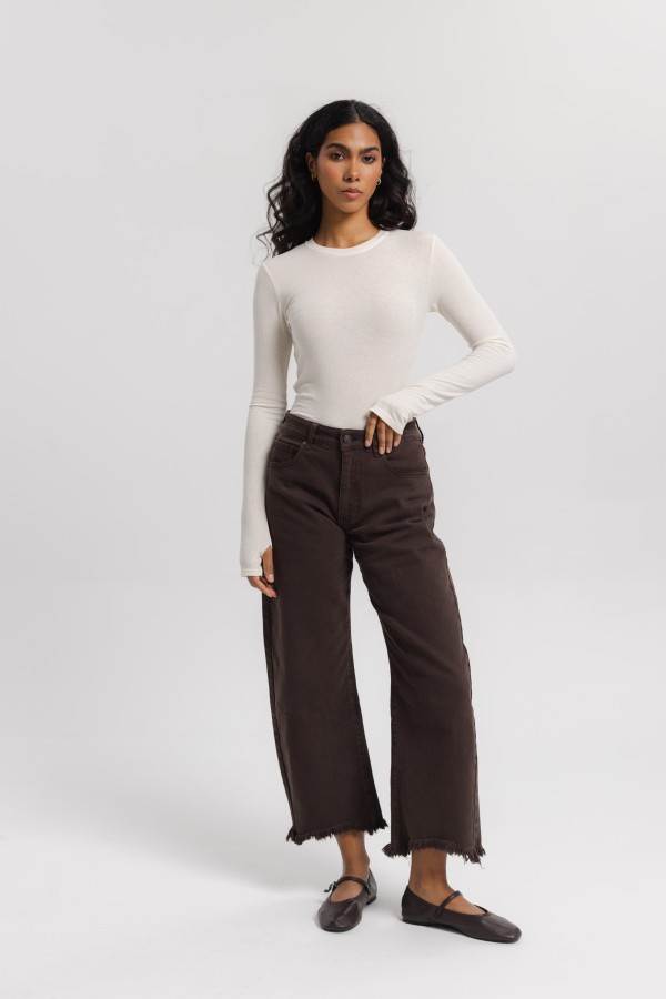 W3665 Barrel Jeans Brown