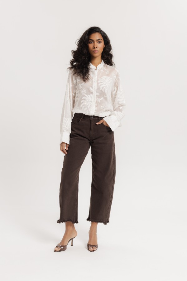 W3665 Barrel Jeans Brown