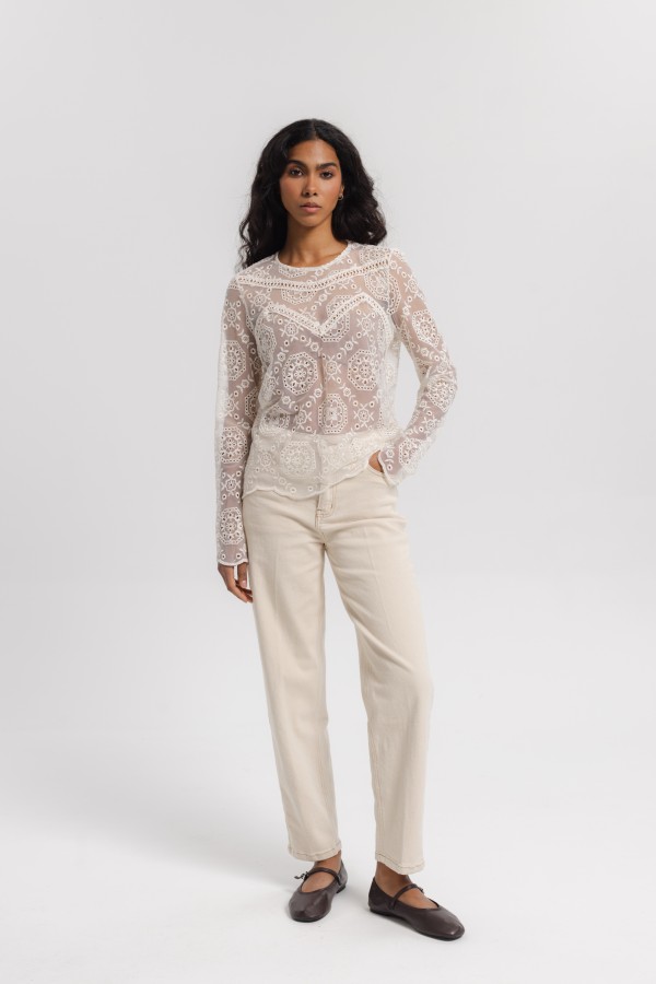 Melodie Bluzka Haft Cream