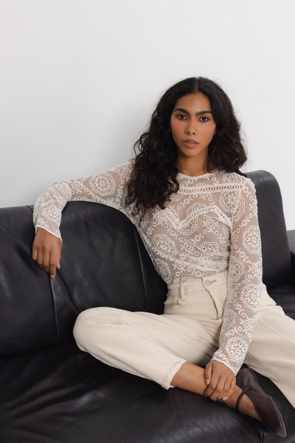 Melodie Bluzka Haft Cream