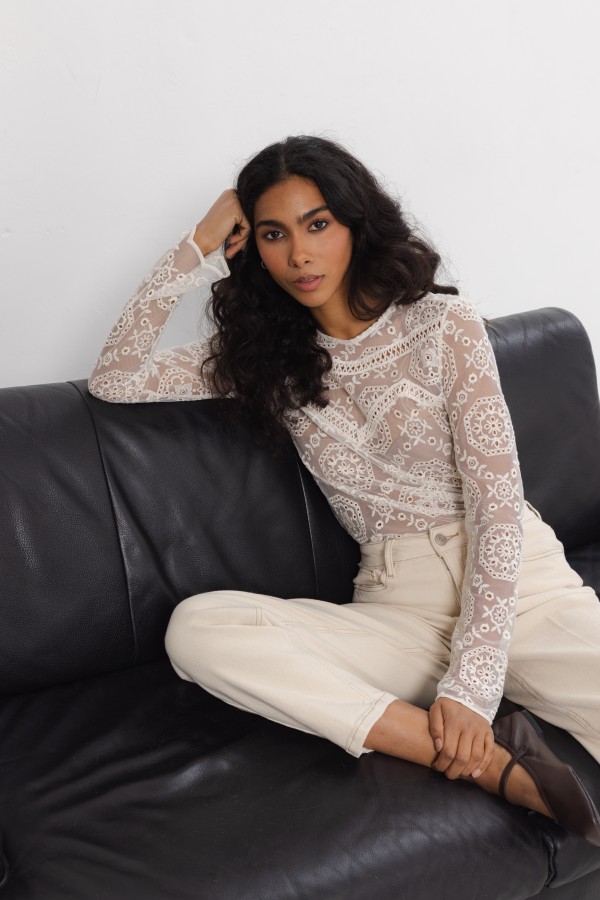 Melodie Bluzka Haft Cream