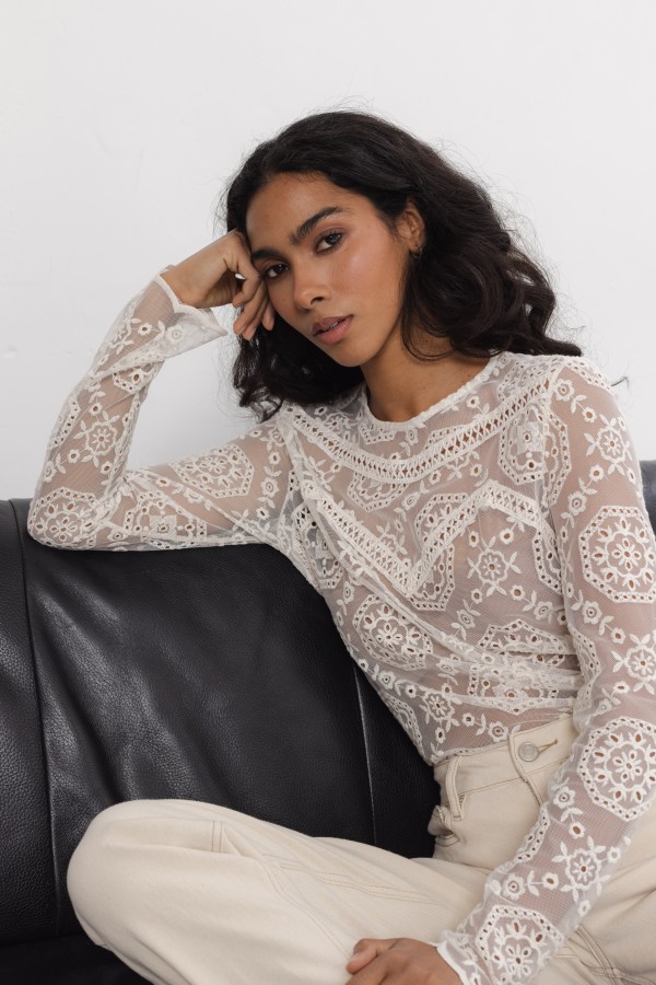 Melodie Bluzka Haft Cream