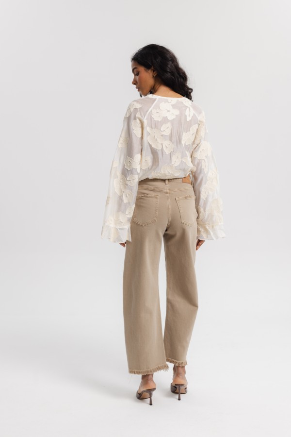 W3665 Barrel Jeans Beige