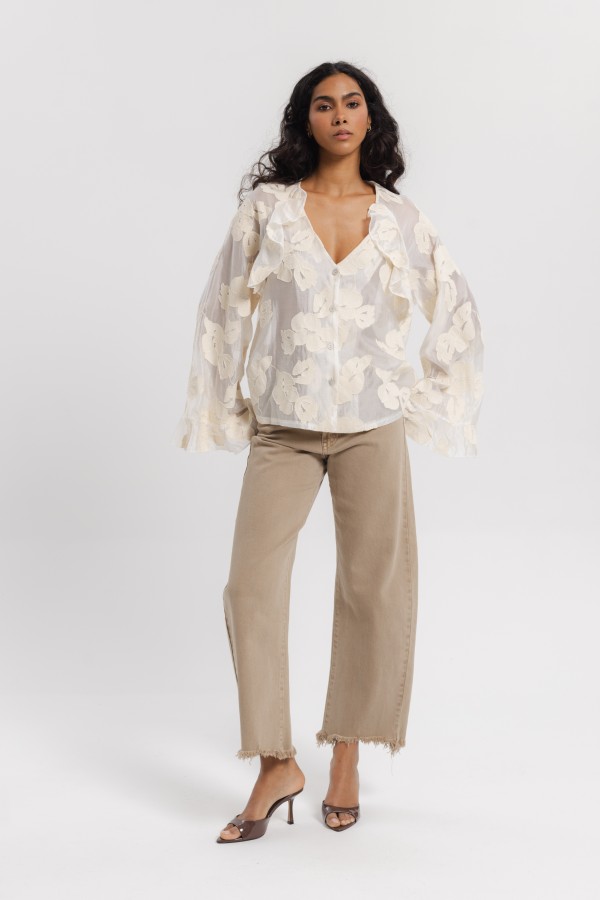 Carmen Embroidered Shirt Cream