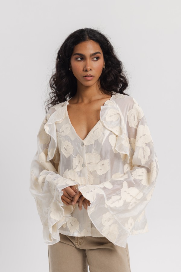 Carmen Embroidered Shirt Cream
