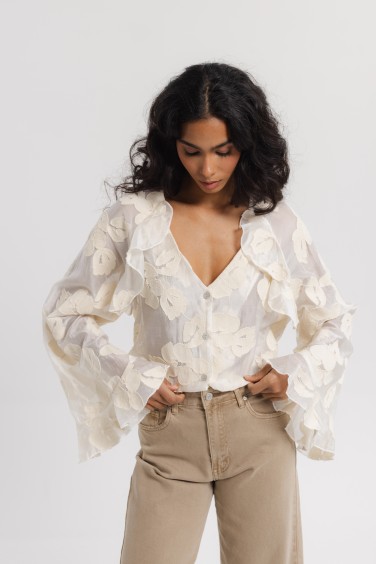 Carmen Embroidered Shirt Cream