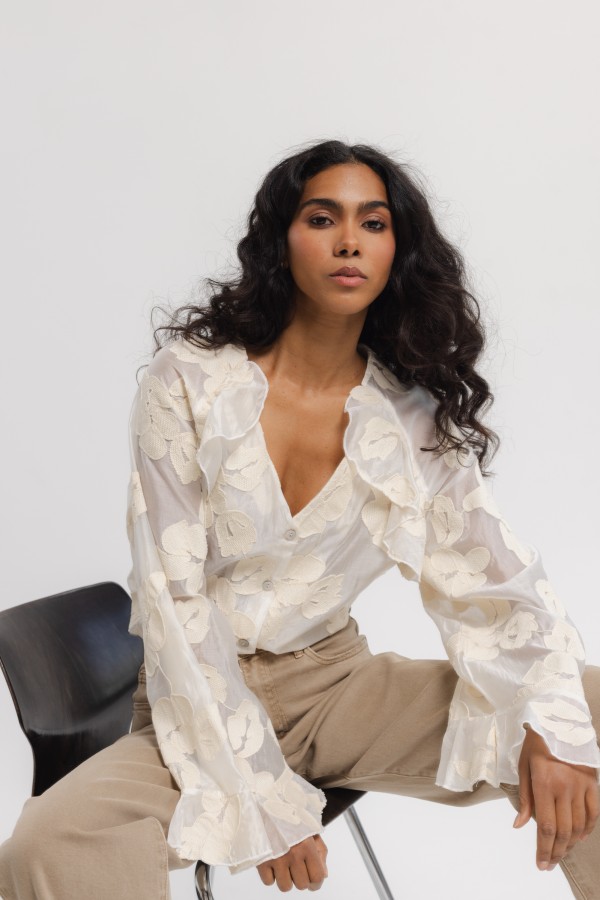 Carmen Embroidered Shirt Cream