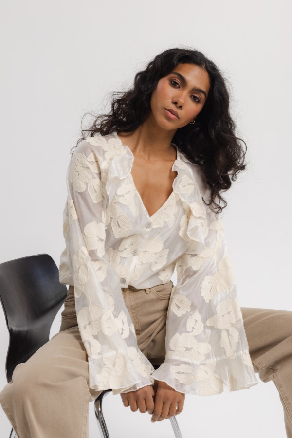 Carmen Embroidered Shirt Cream