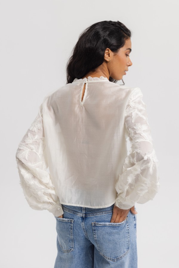 Lorena Embroidered Blouse Cream