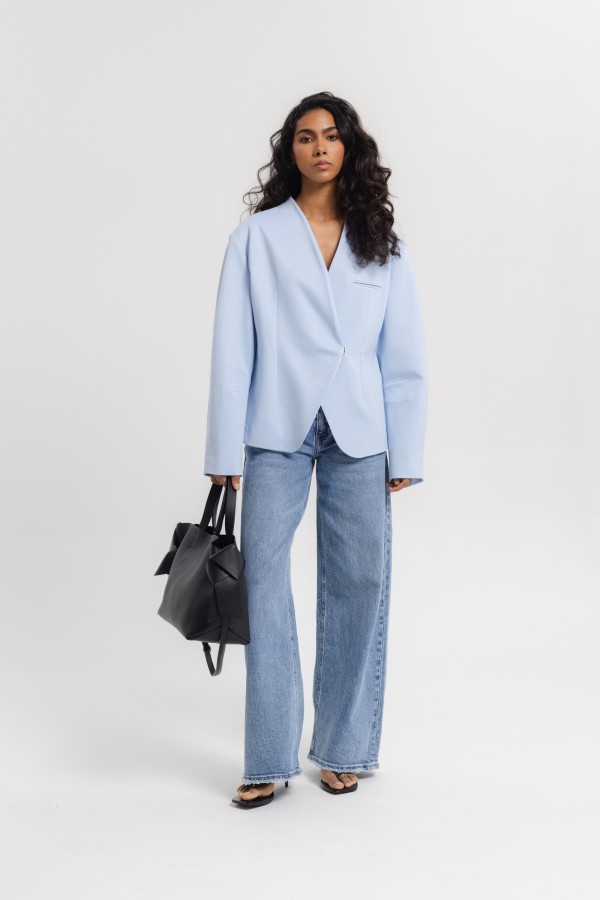 Leather Soft Shopper Bag with Tie Black