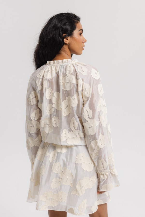 Flora Sukienka Z Haftem Cream