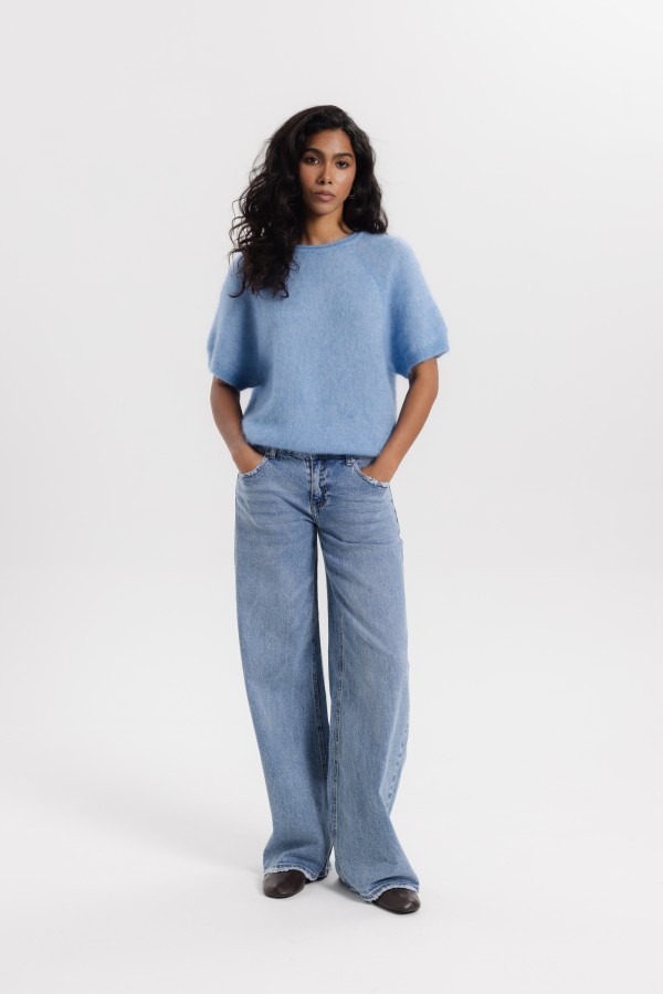 Antonio Super Kid Mohair Blue Sweater