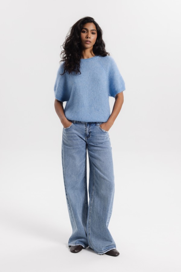 Antonio Sweter Super Kid Moher Blue