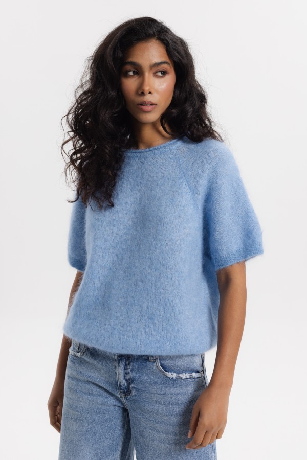 Antonio Sweter Super Kid Moher Blue