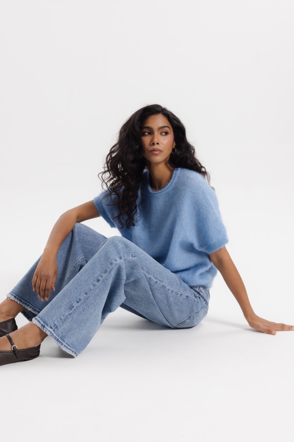 Antonio Super Kid Mohair Blue Sweater