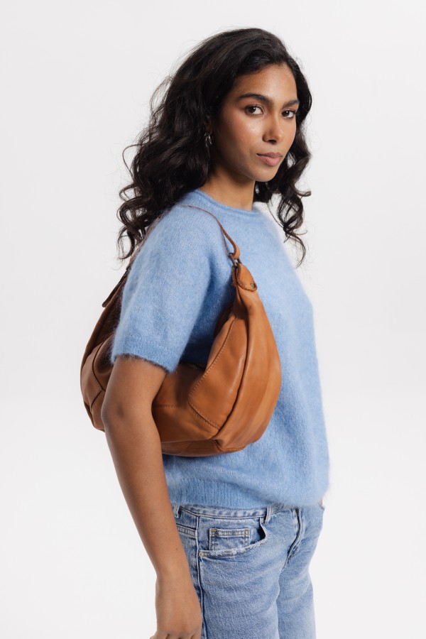 Torebka Skórzana Soft Hobo Vintage Camel