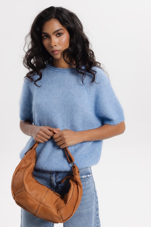 Soft Hobo Vintage Camel Leather Handbag