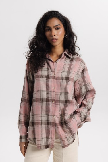 Moon Checked Shirt Pastel Pink