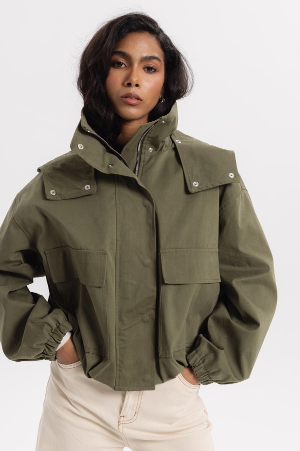 LD5133 Kurtka W Stylu Militarnym Khaki