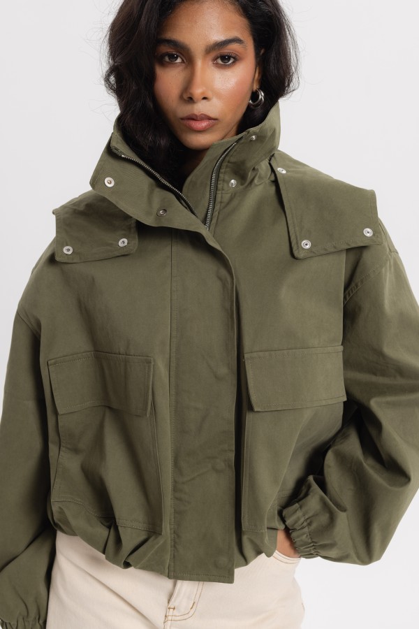 LD5133 Kurtka W Stylu Militarnym Khaki