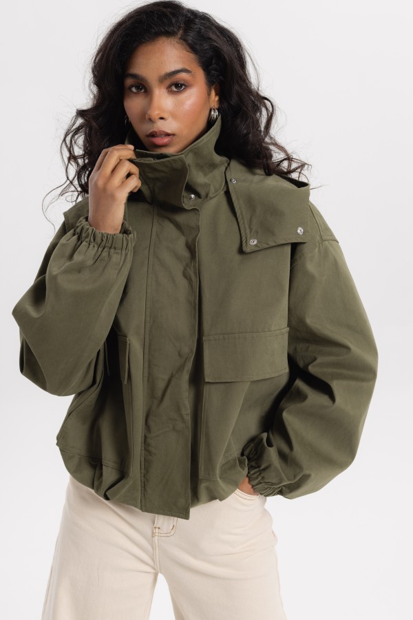 LD5133 Kurtka W Stylu Militarnym Khaki