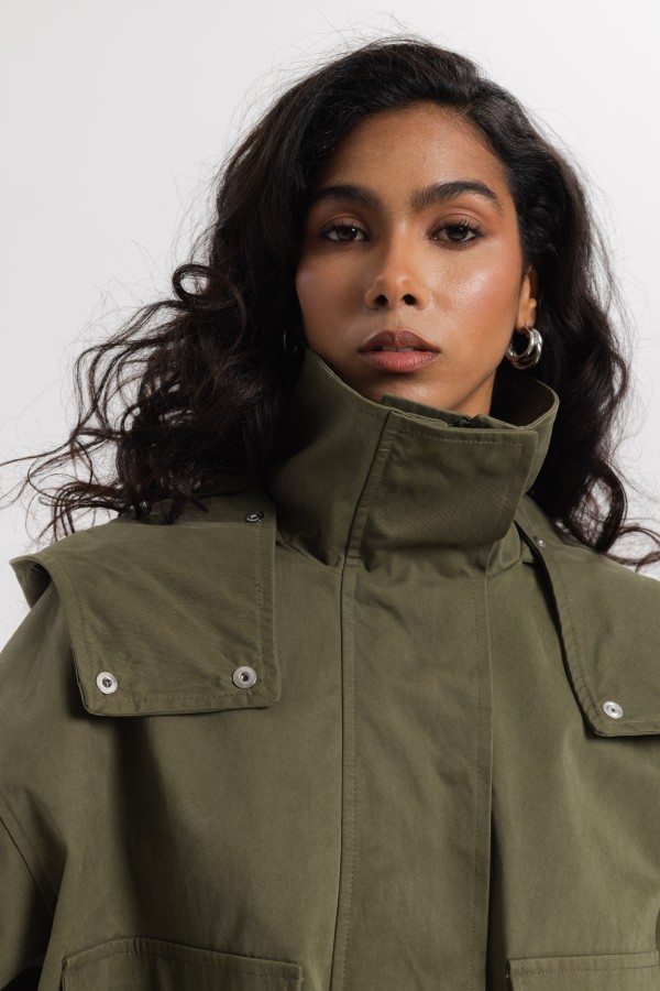 LD5133 Kurtka W Stylu Militarnym Khaki