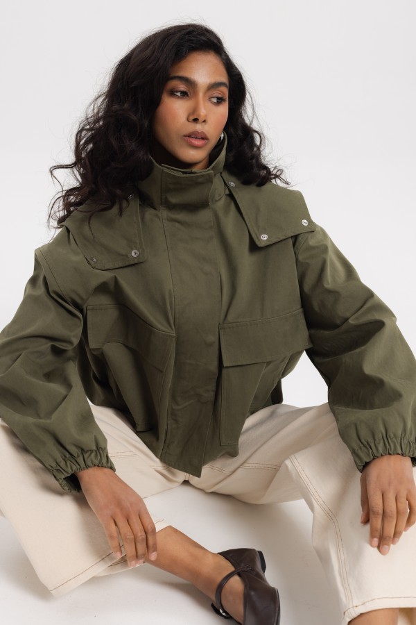 LD5133 Kurtka W Stylu Militarnym Khaki
