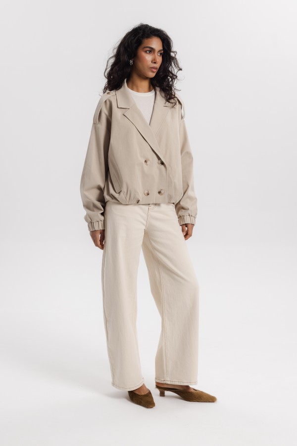 Jasmin Beige Bomber Jacket