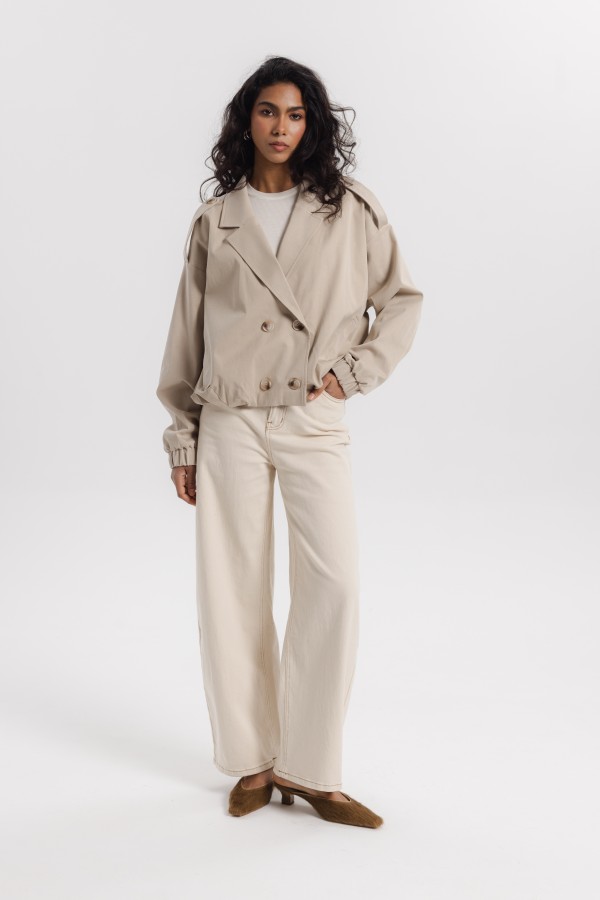 Jasmin Beige Bomber Jacket