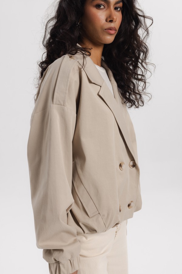 Jasmin Beige Bomber Jacket