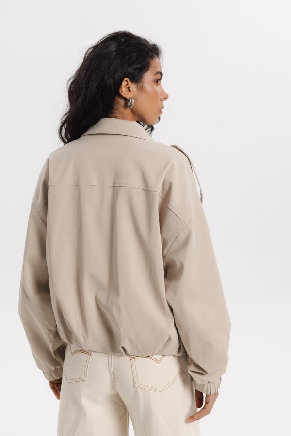 Jasmin Beige Bomber Jacket