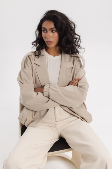 Jasmin Beige Bomber Jacket
