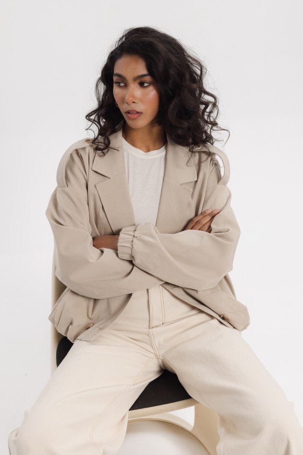 Jasmin Beige Bomber Jacket