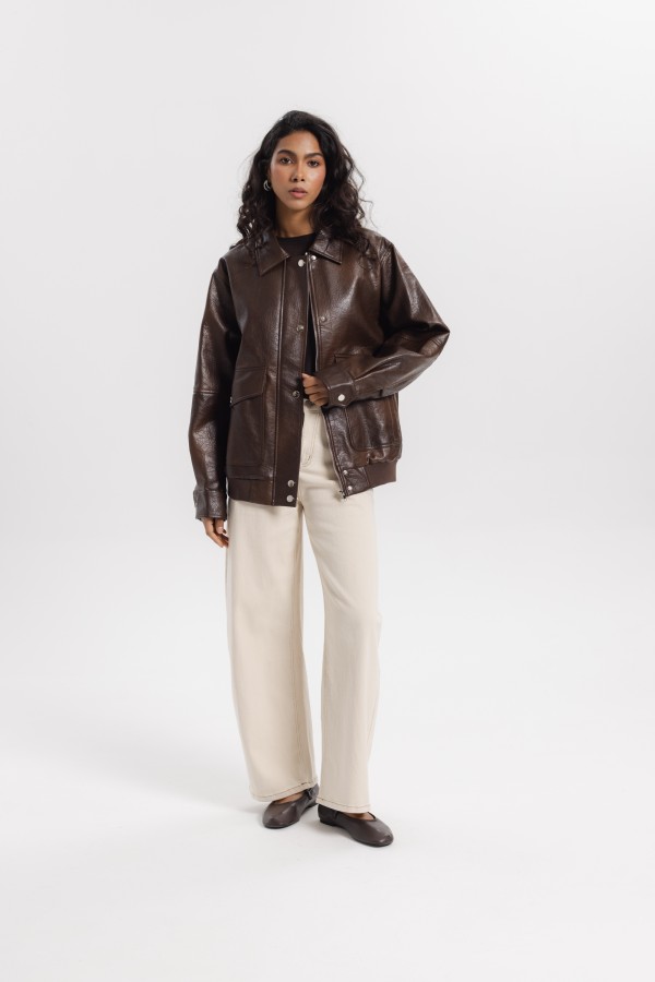 240401 Brown Eco-Leather Jacket