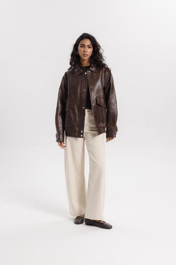 240401 Brown Eco-Leather Jacket