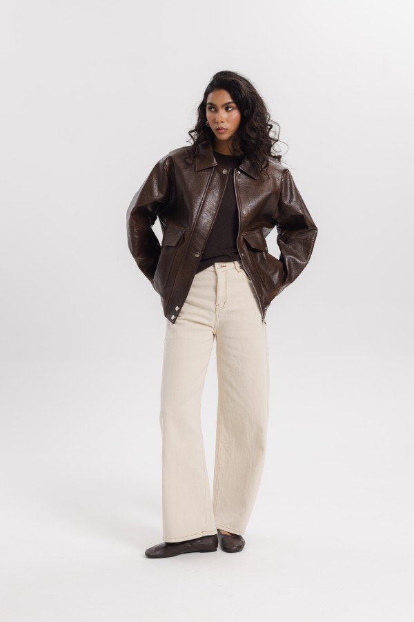 240401 Brown Eco-Leather Jacket