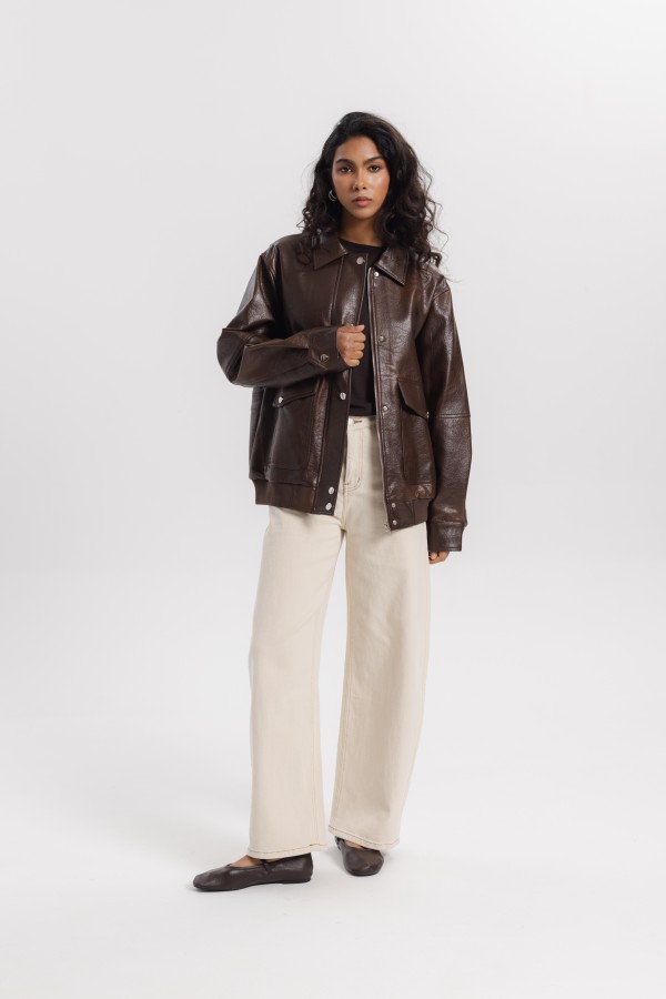 240401 Brown Eco-Leather Jacket