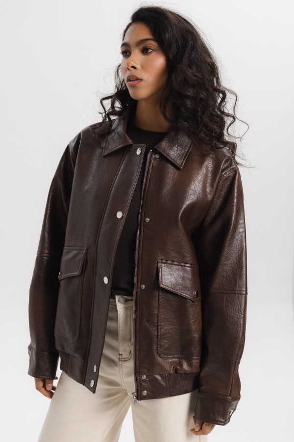 240401 Brown Eco-Leather Jacket