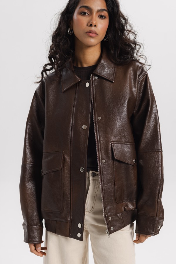 240401 Brown Eco-Leather Jacket