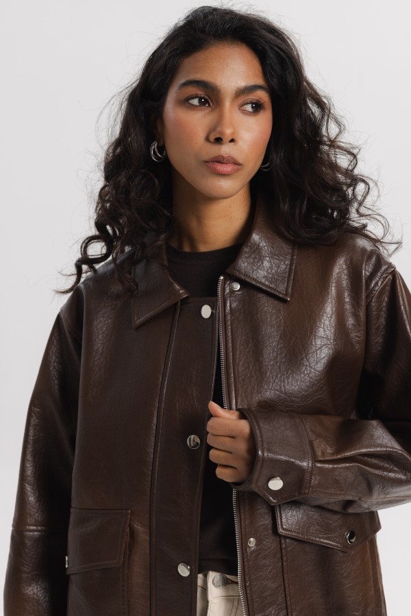 240401 Brown Eco-Leather Jacket