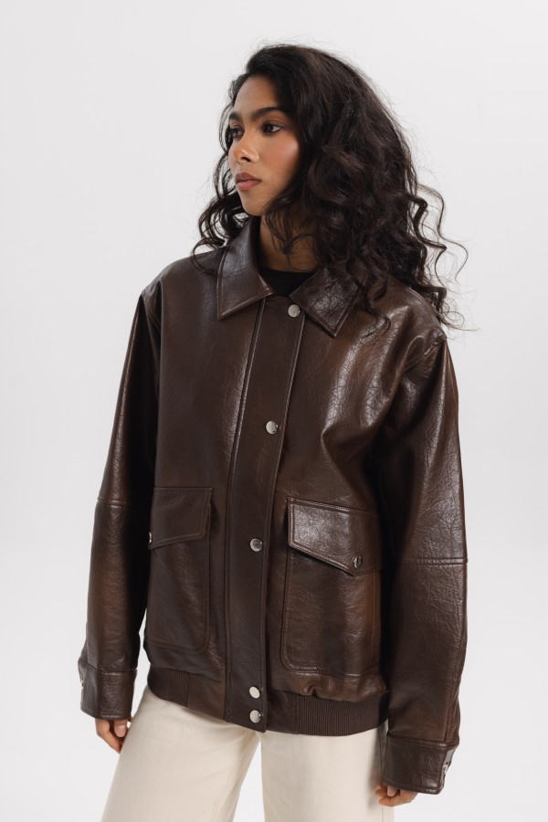 240401 Brown Eco-Leather Jacket