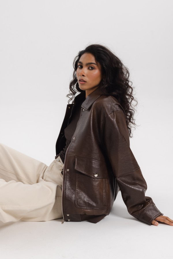 240401 Brown Eco-Leather Jacket