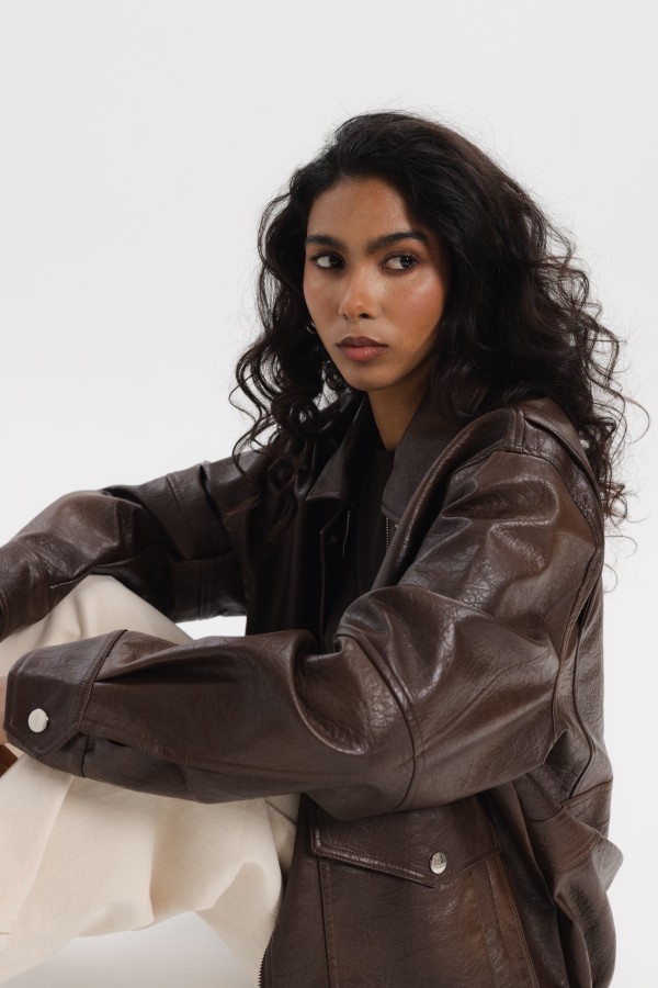 240401 Brown Eco-Leather Jacket