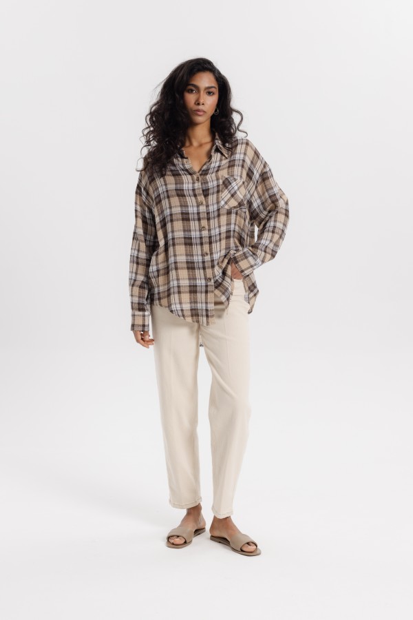 Hazel Brown Plaid Shirt
