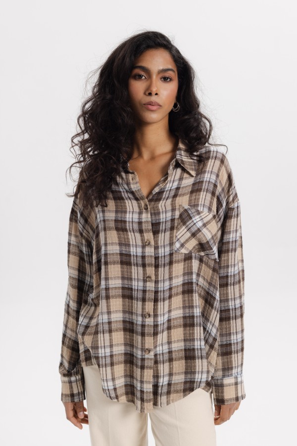 Hazel Brown Plaid Shirt