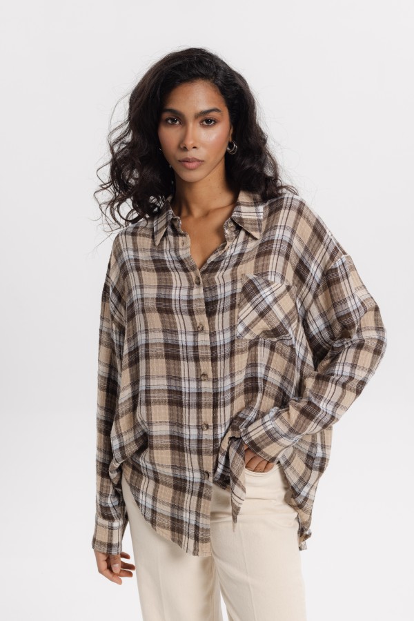 Hazel Brown Plaid Shirt