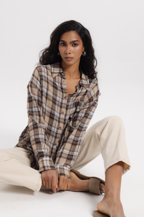 Hazel Brown Plaid Shirt
