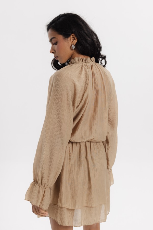 Bitsy Sukienka Z Falbanami Beżowa