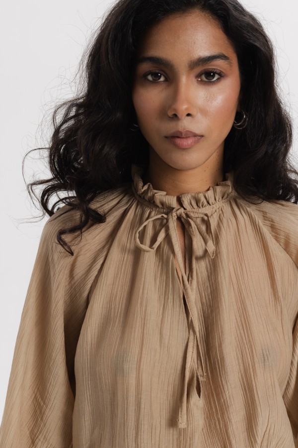 Bitsy BeigeRuffle Dress