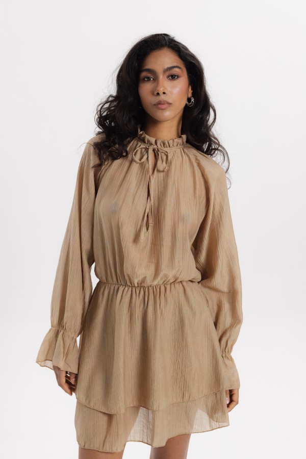 Bitsy BeigeRuffle Dress